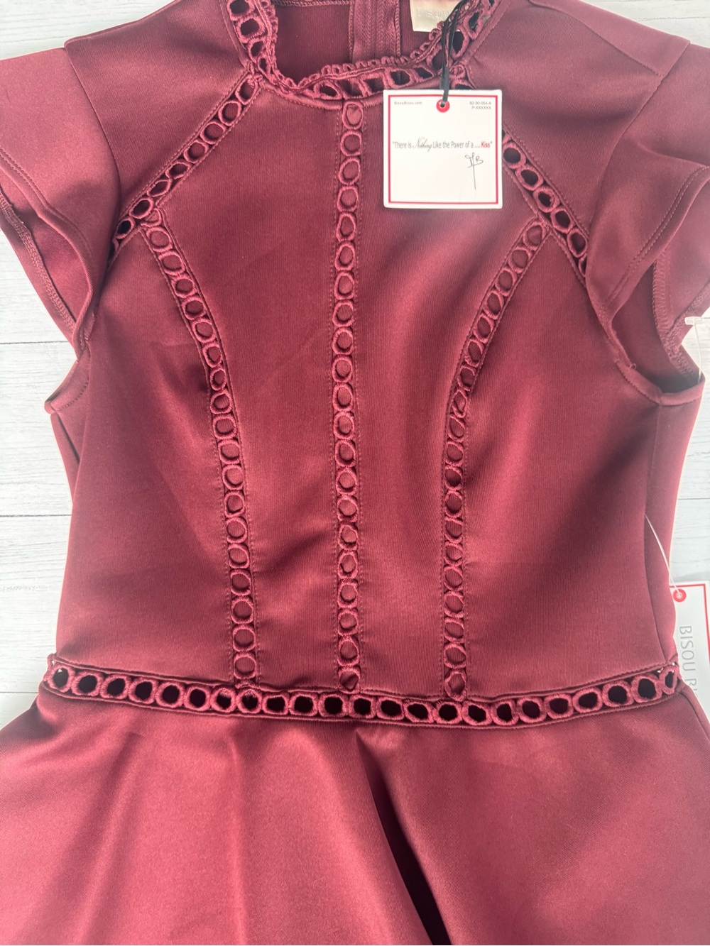 Bisou Bisou Michele Bohbot Burgundy Peplum Sheath Dress NWT Size 4 Cocktail - Picture 9 of 17